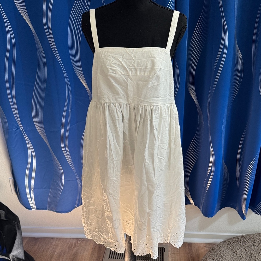 Anthropologie Maeve White Eyelet Romper with Square Neckline